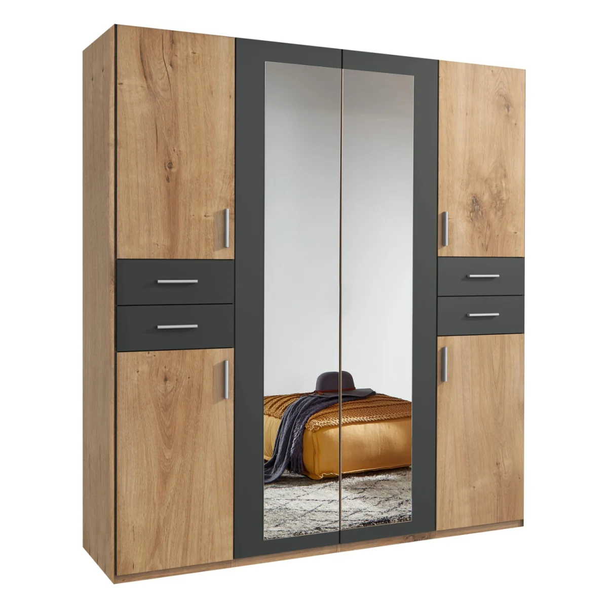 Vegas Oak 4 Doors 4 Drawers 180cm Wardrobe - Oak – image 3