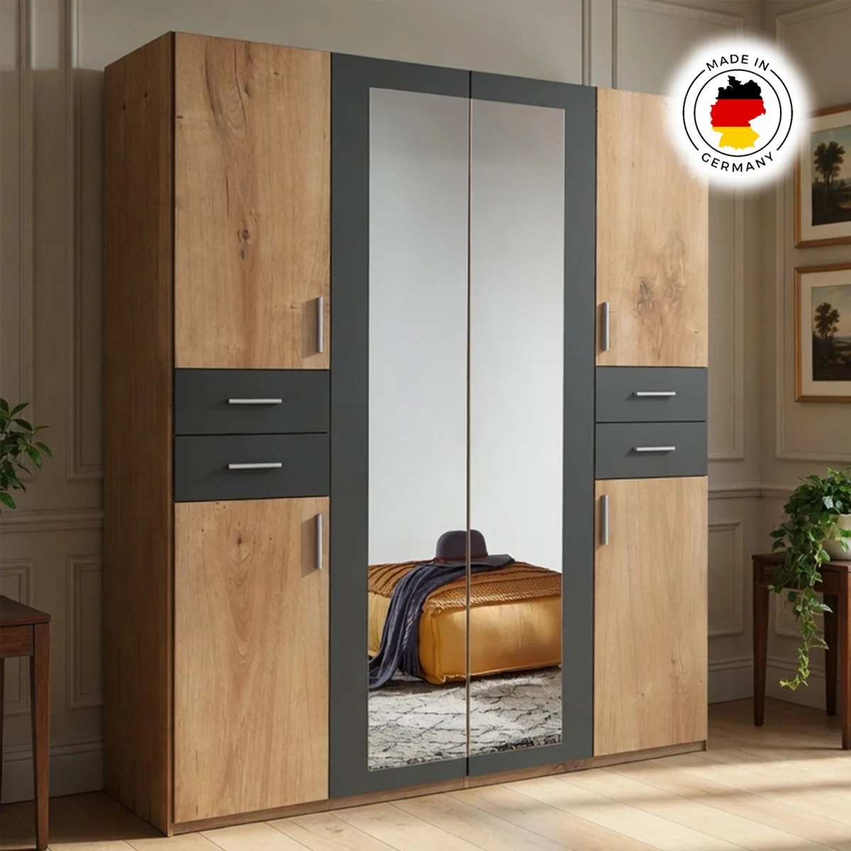 Vegas Oak 4 Doors 4 Drawers 180cm Wardrobe - Oak – image 4