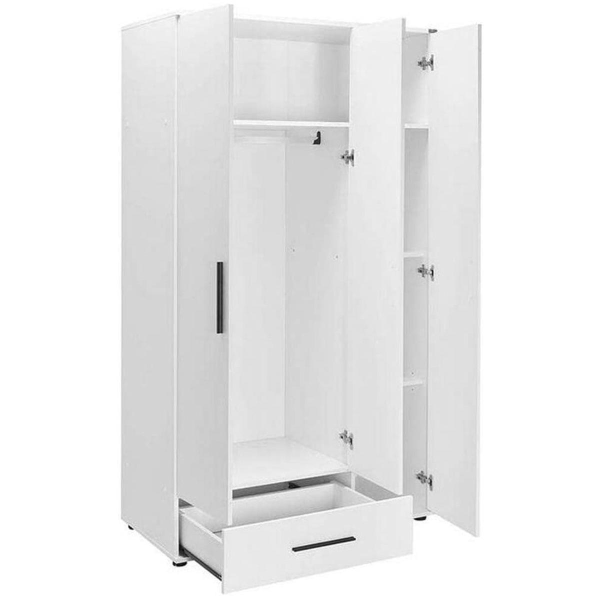 Matt White 3 Door Triple Wardrobe with Hanging Rail - Matt White – image 2