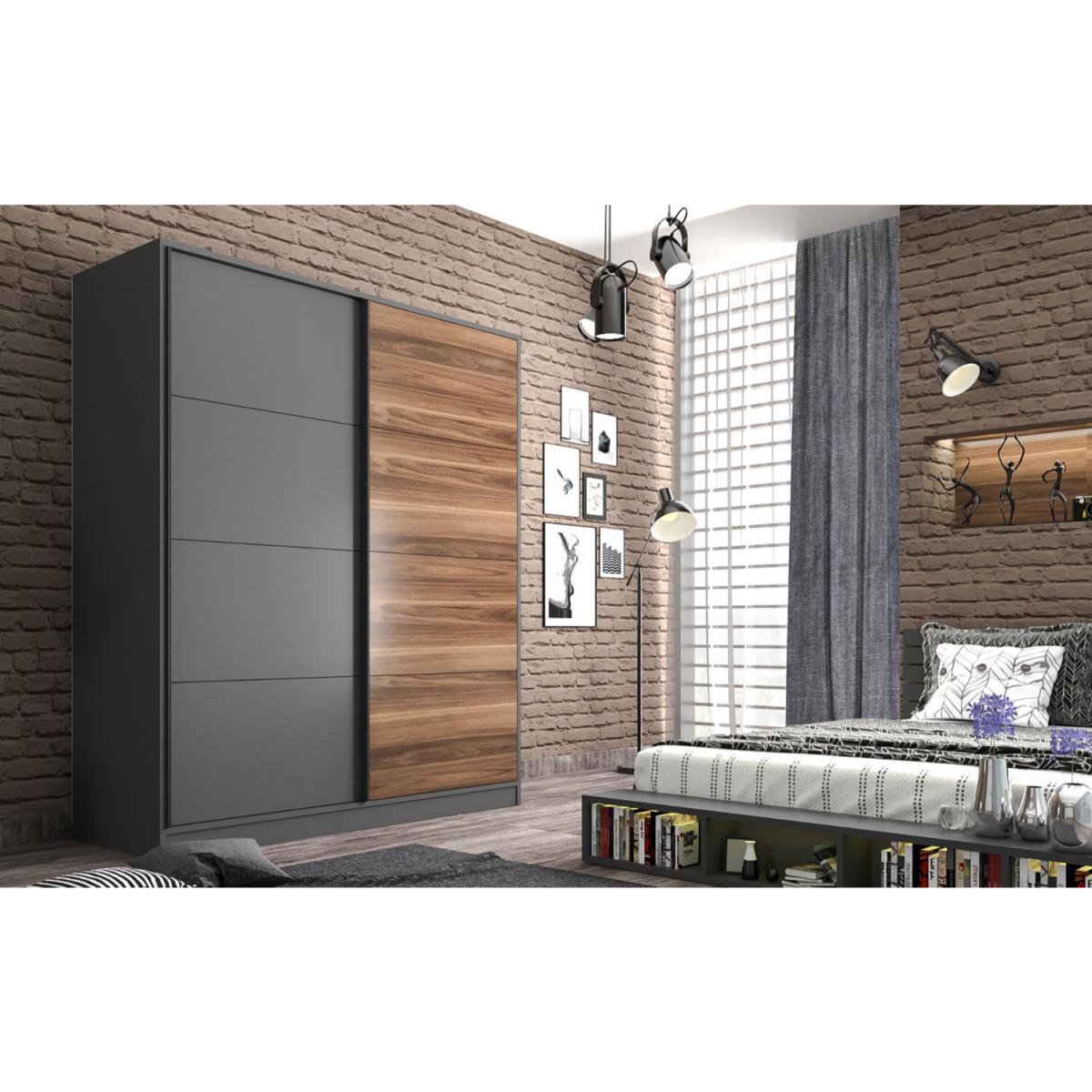 MILANO Sliding Door Wardrobe Walnut, Anthracite - Red – image 4
