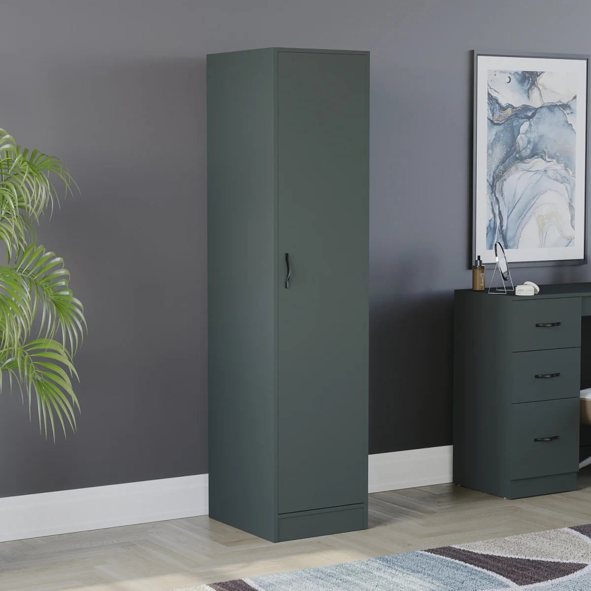 Vida Designs Riano 1 Door Wardrobe - Jasper Green