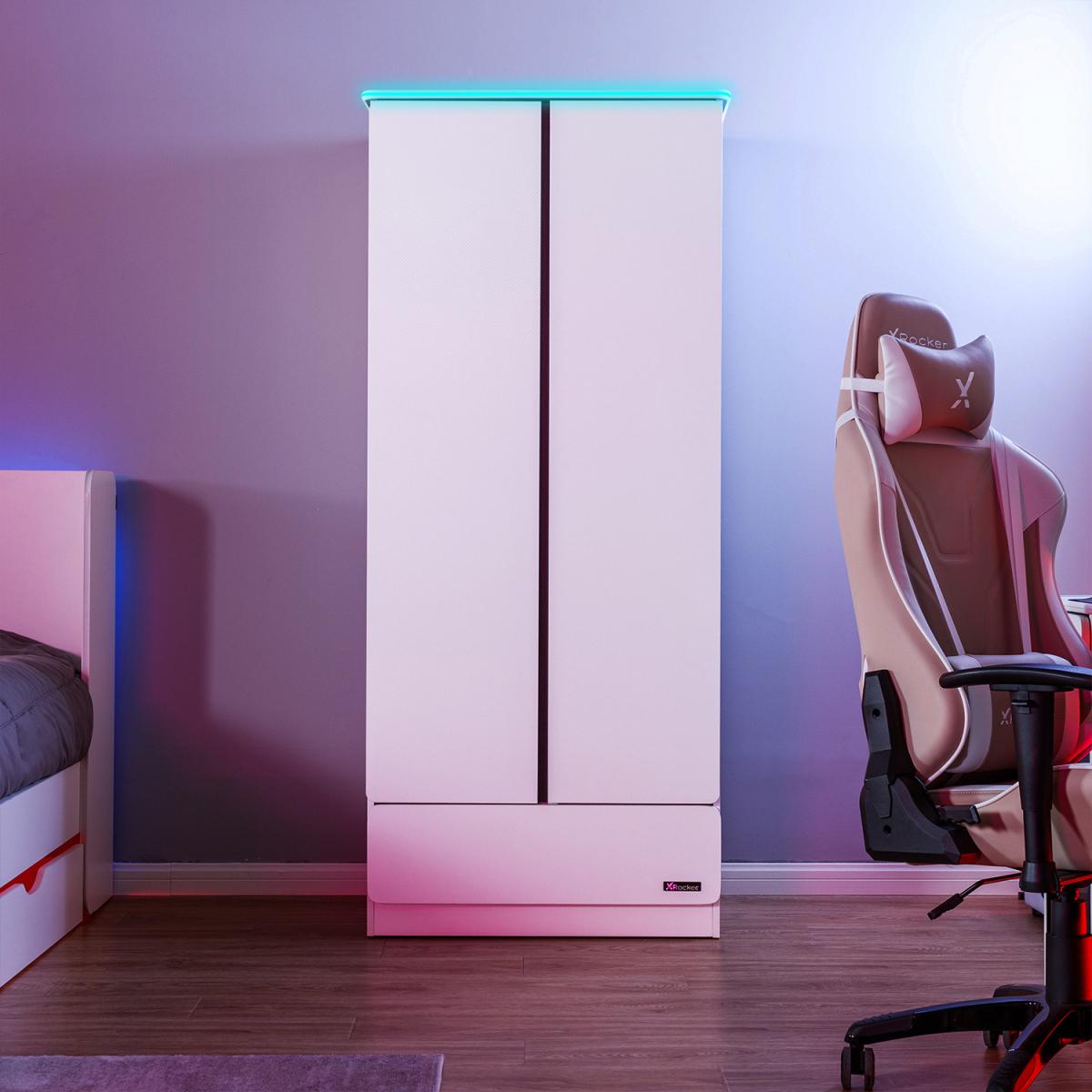CARBON-TEK 2 Door Wardrobe with Drawer and LED Lights - White – image 4