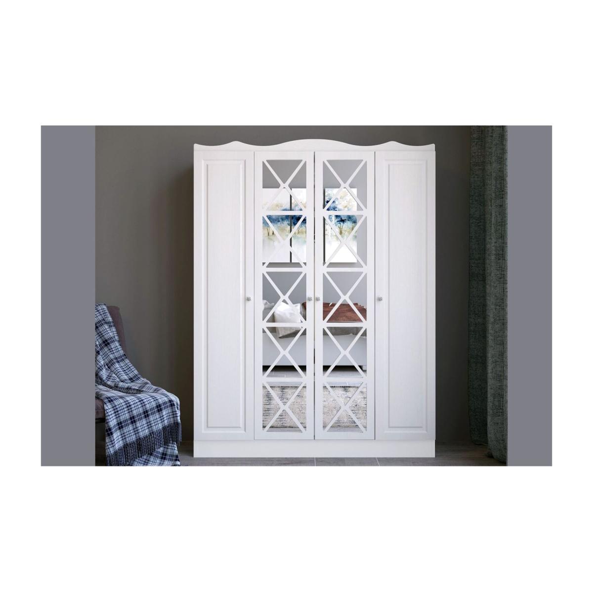 Alfia 4 Doors Wardrobe 140 cm - White