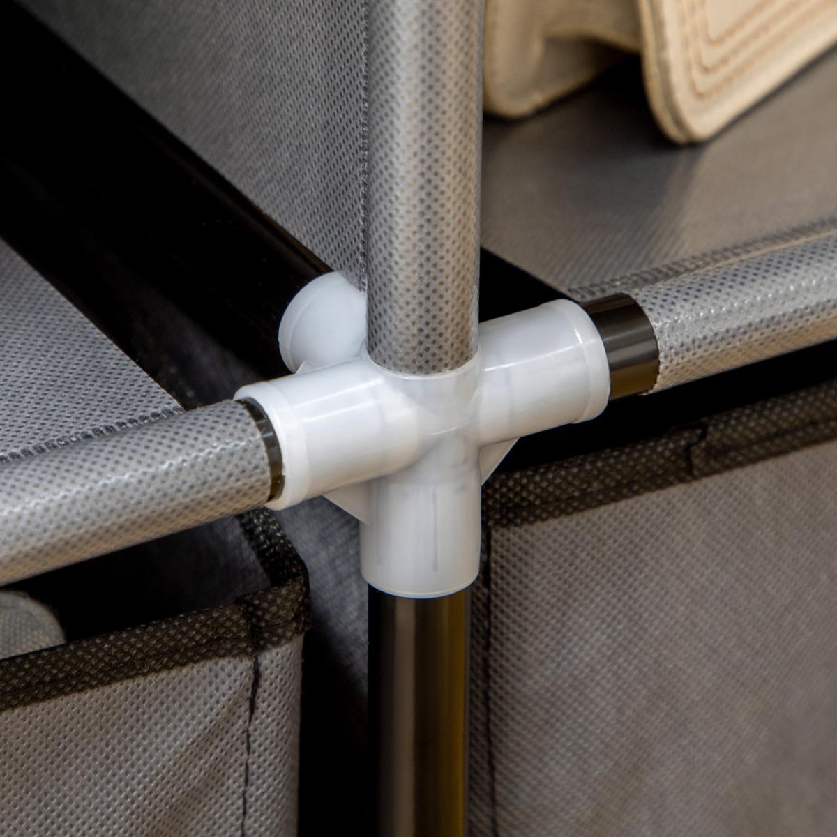 Fabric Wardrobe with Shelves Clothes Hanging Rails Fabric Drawers - Dark Grey – image 8
