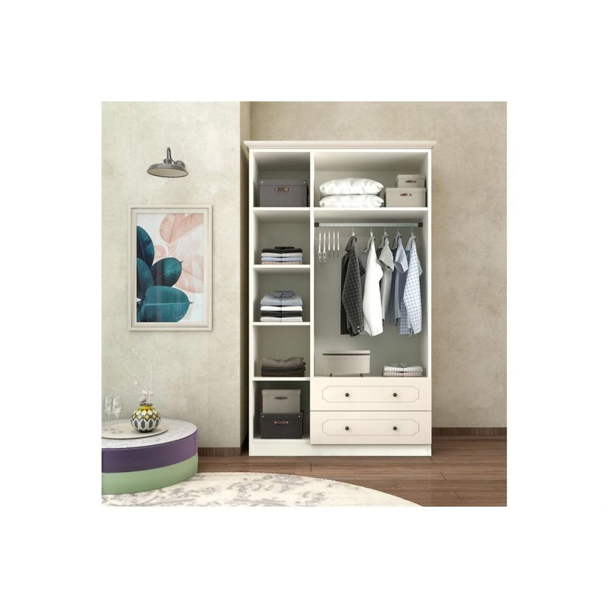 Aspendos 3 Doors and 2 Drawers Wardrobe - White – image 3