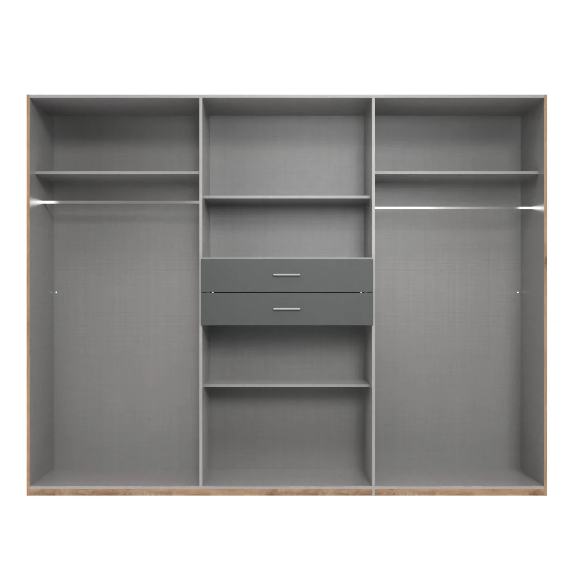 Odessa Matt White and Oak 6 Door 270cm Wardrobe with Mirror - White – image 3