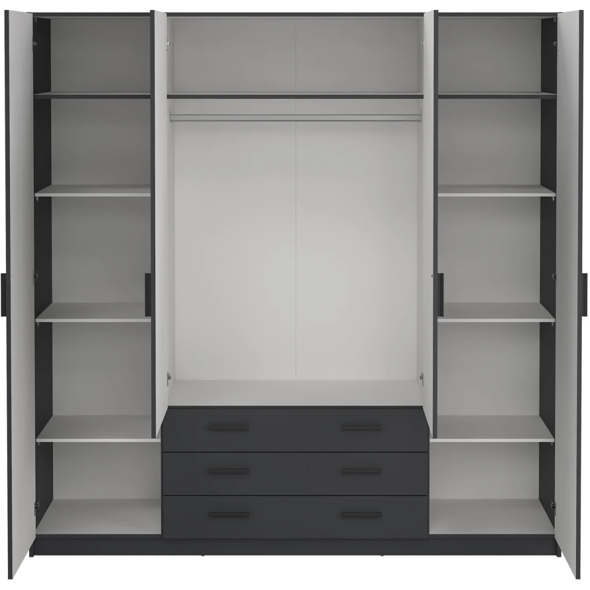 Sprint Wardrobe with 4 Doors + 3 Drawers in Matt Grey - Grey – image 5