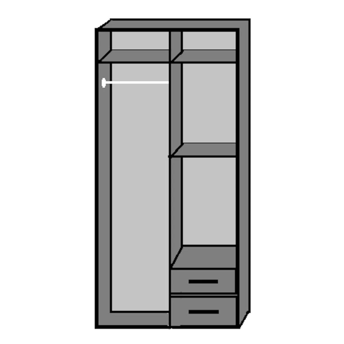 Gamma Oak and White 2 Door 90cm Wardrobe with 2 Drawers - Oak – image 4