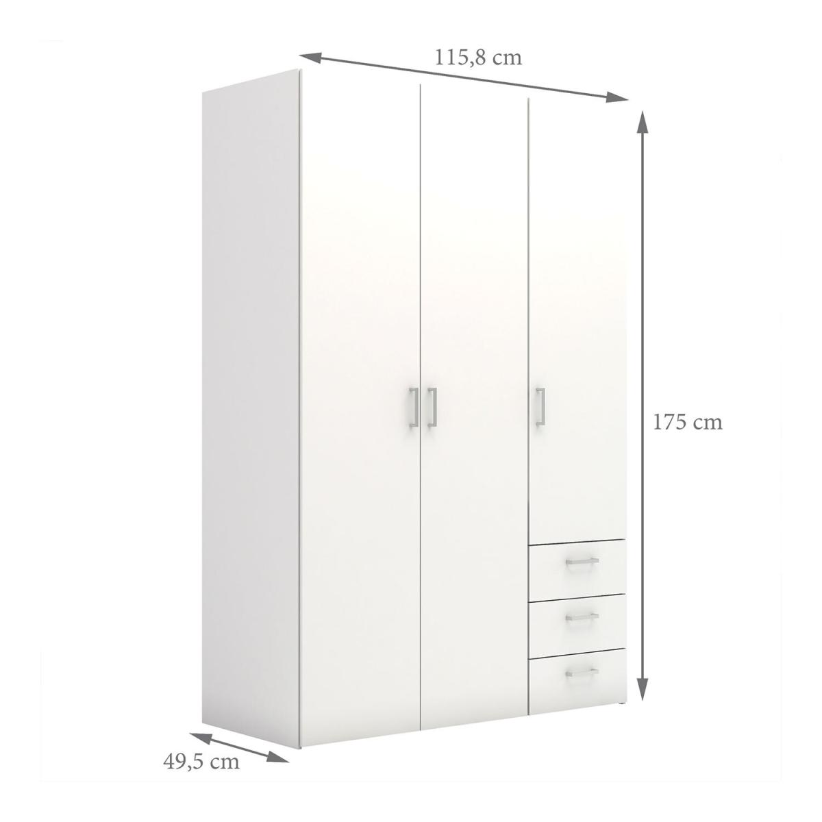 Space 3-Door 3-Drawer Wardrobe – image 9