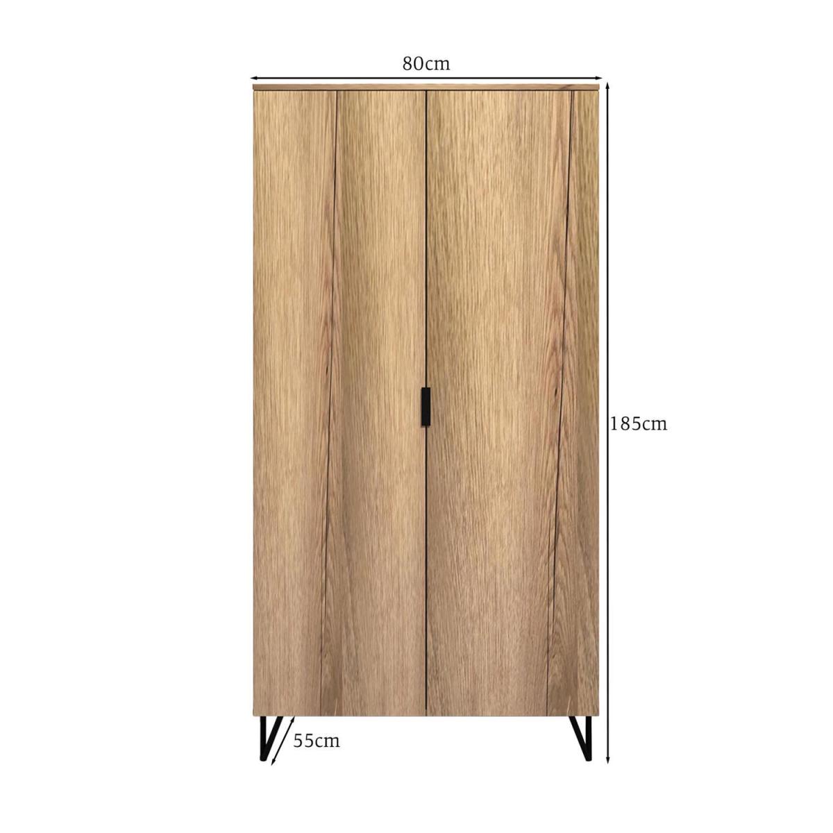 Fisso 2 Door Cracked Oak Double Wardrobe Fast Click Assembly - Cracked Oak – image 4