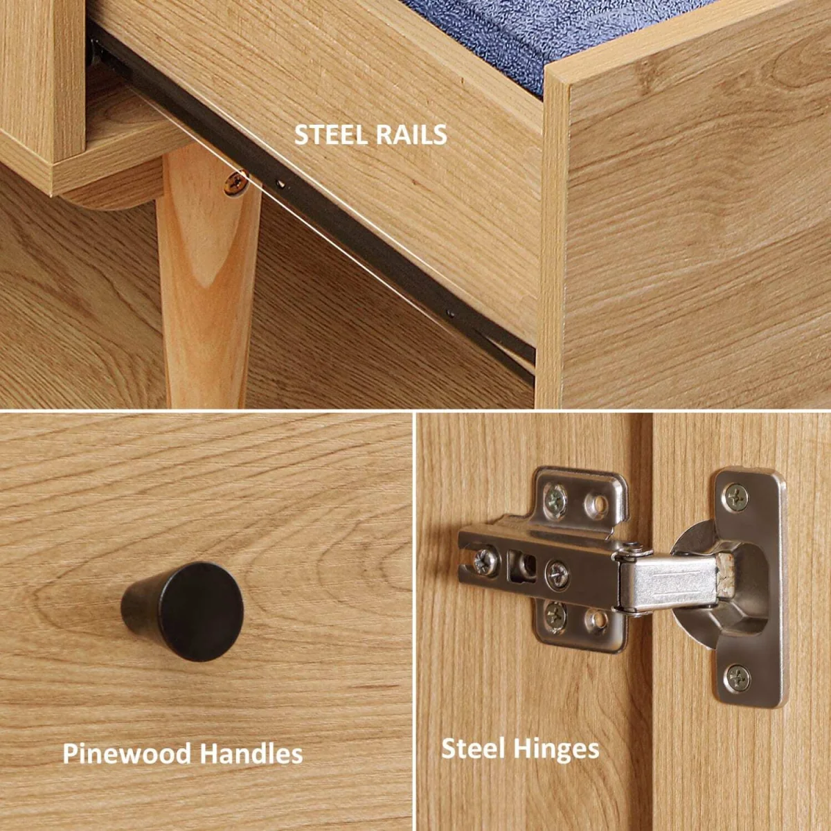 Coramar Natural Wood 2 Door Wardrobe with Hanging Rail and 2 Drawers – image 8