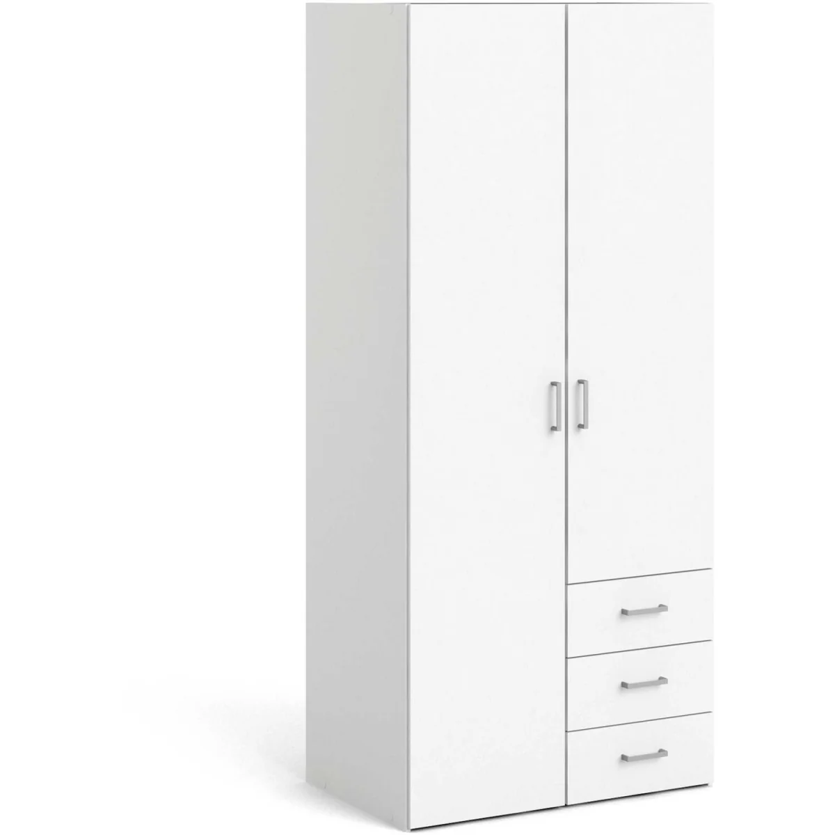 Munich White Wooden Wardrobe 2 Doors 3 Drawers 4 Shelves Matt Finish - White – image 3