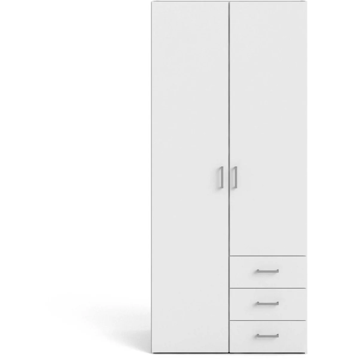 Munich White Wooden Wardrobe 2 Doors 3 Drawers 4 Shelves Matt Finish - White – image 4