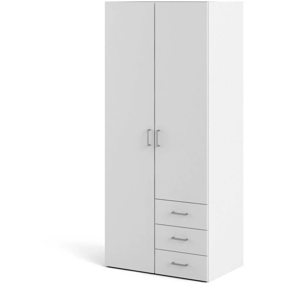 Munich White Wooden Wardrobe 2 Doors 3 Drawers 4 Shelves Matt Finish - White – image 6