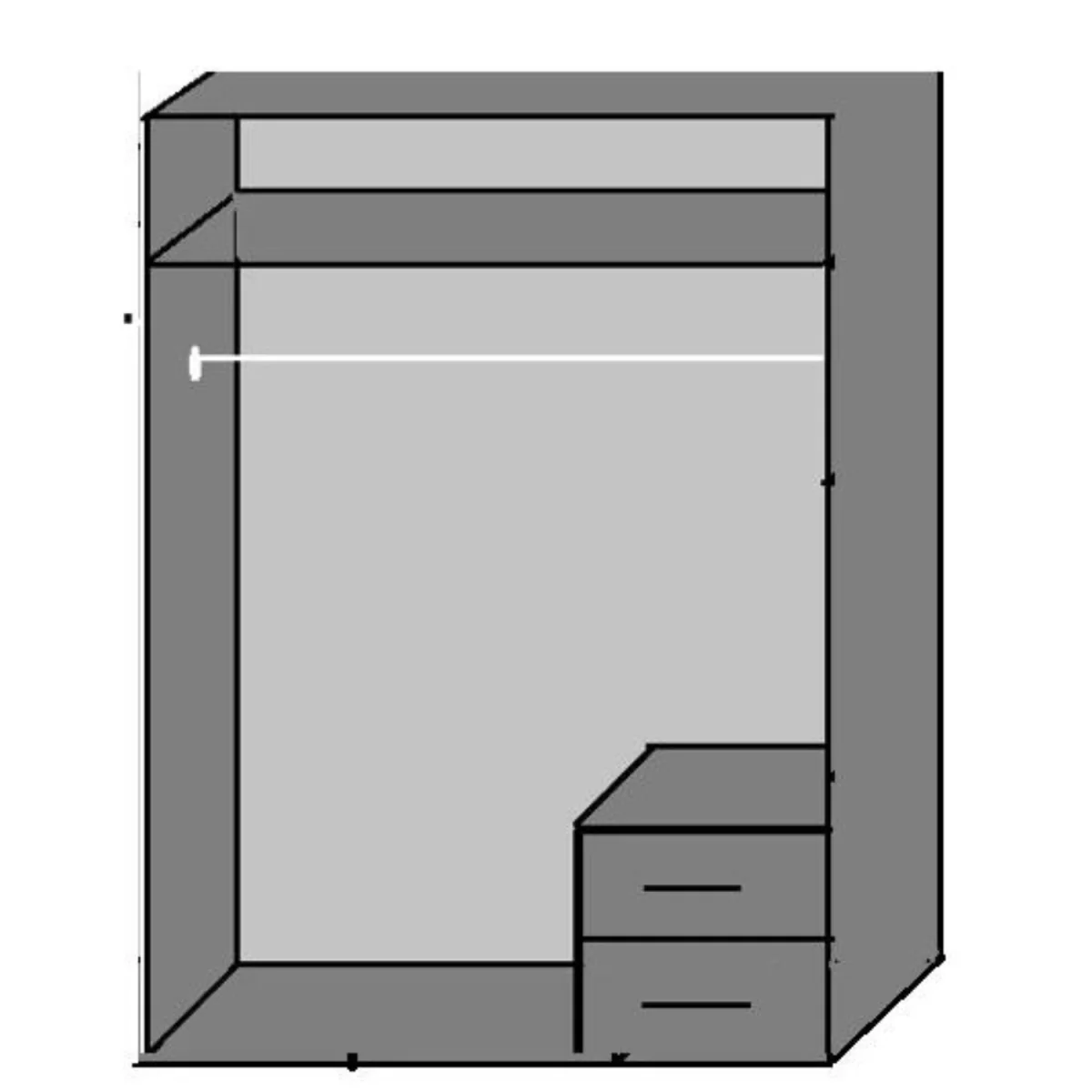 Duo Matt White and Grey 2 Door 90cm Wardrobe with Mirror - White – image 4