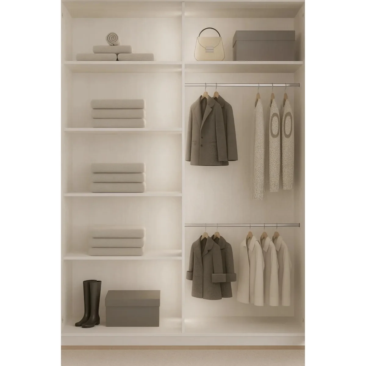 Berlin 100cm White Sliding Door Wardrobe with Shelves and Hanging Rail - White – image 5