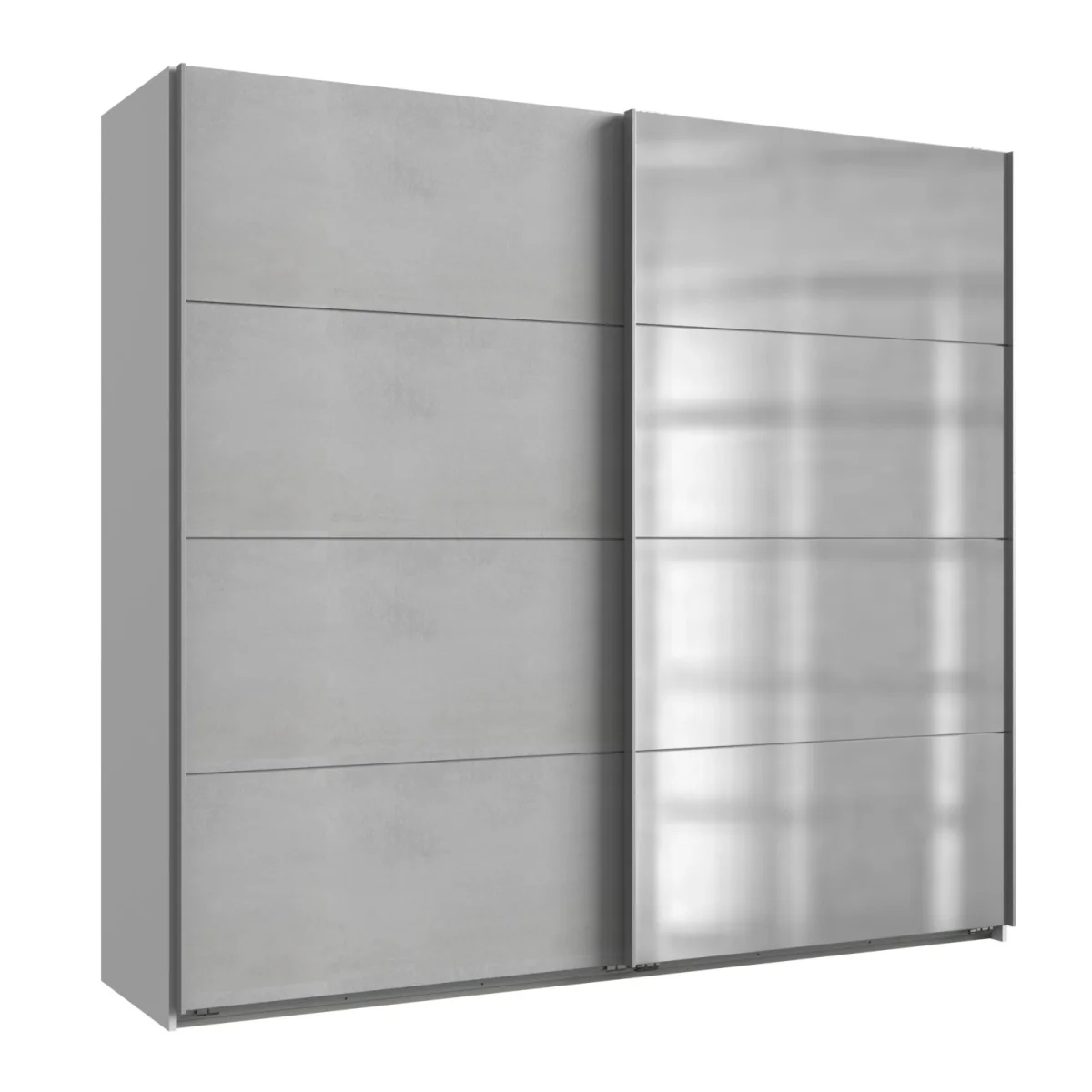 Ernie 225cm 2 Door Sliding Wardrobe in White and Concrete Grey - White – image 3