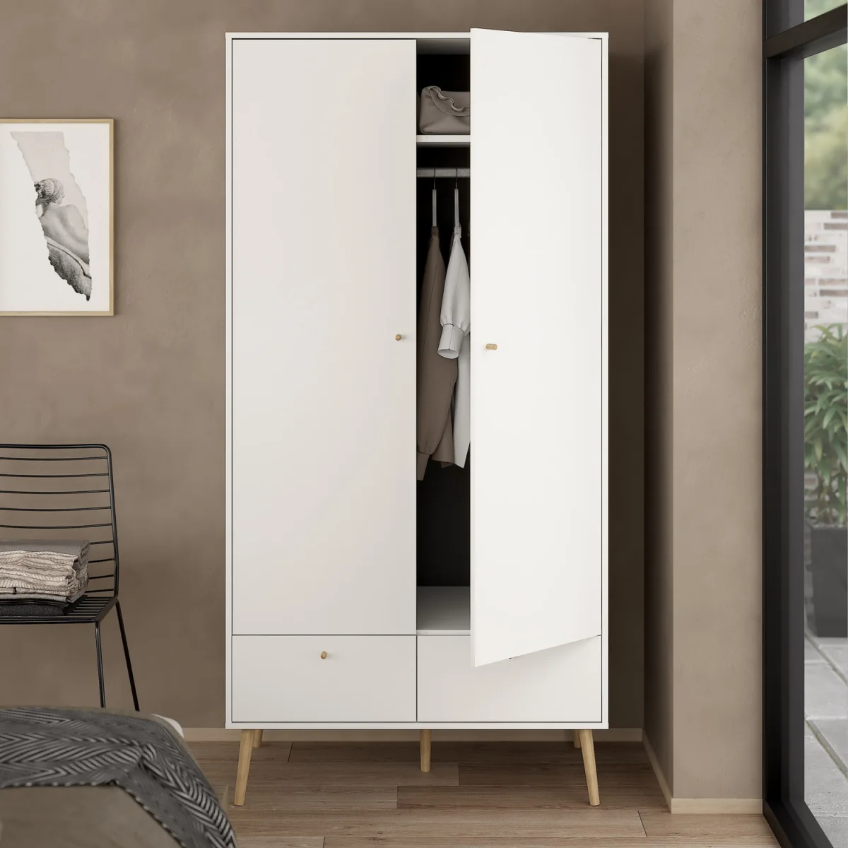 Cumbria Wardrobe 2 Doors 2 Drawers - White – image 7