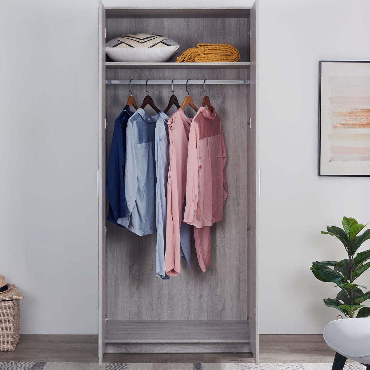 Hartley 2 Door Wardrobe - Light Grey – image 2