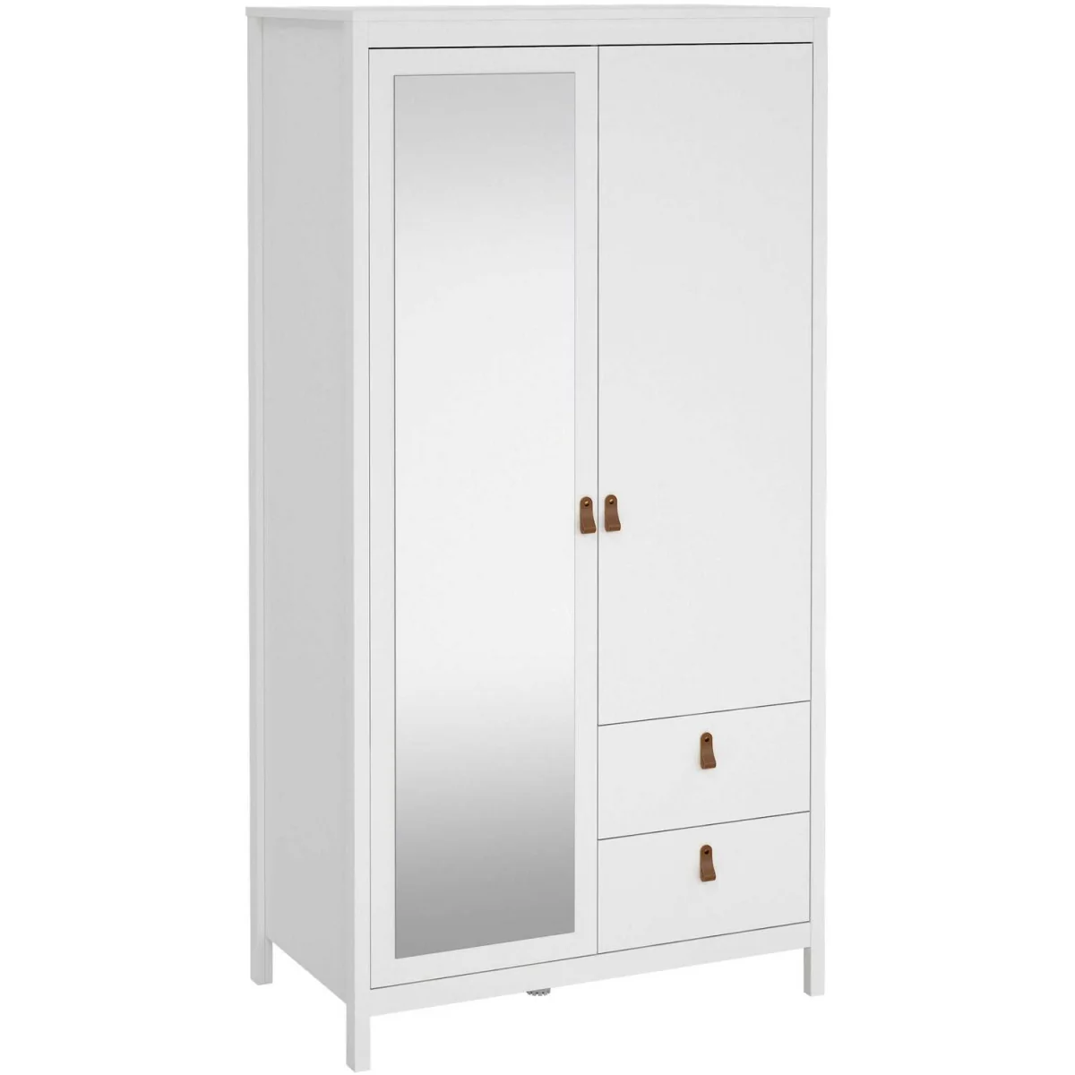 Wildberry Matt 2 Door Wardrobe with Mirror and 2 Drawers - Matt White – image 2