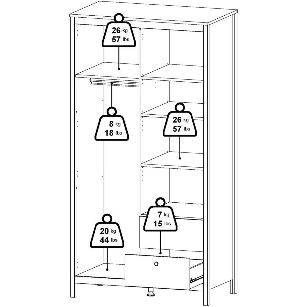 Wildberry Matt 2 Door Wardrobe with Mirror and 2 Drawers - Matt White – image 11