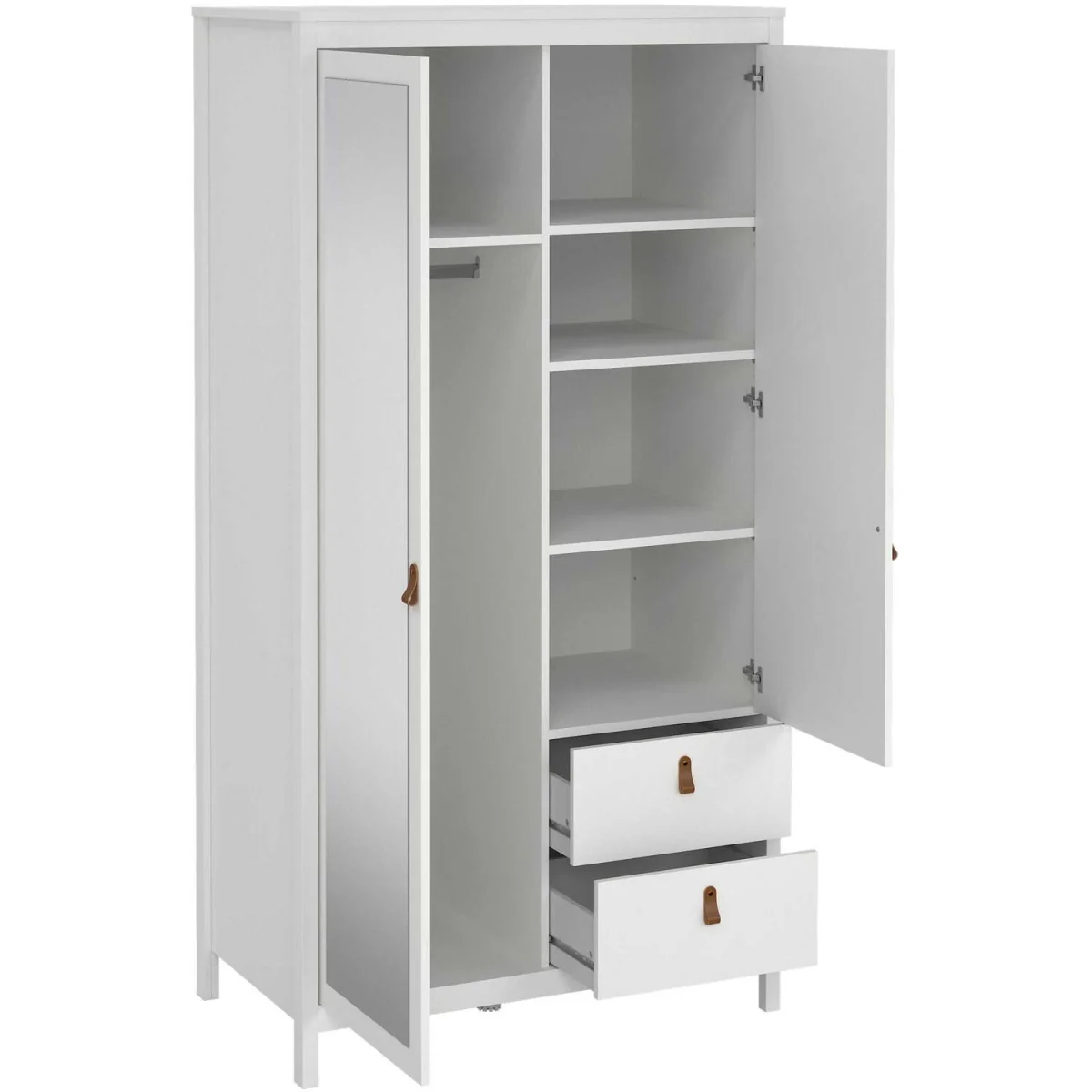 Wildberry Matt 2 Door Wardrobe with Mirror and 2 Drawers - Matt White – image 6