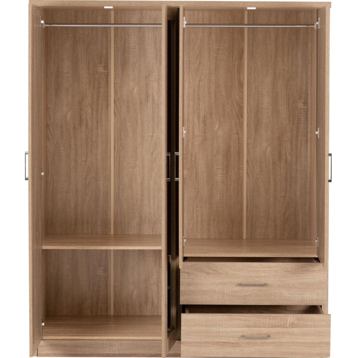Lisbon 4 Door Wardrobe - Light Oak Effect Veneer – image 4