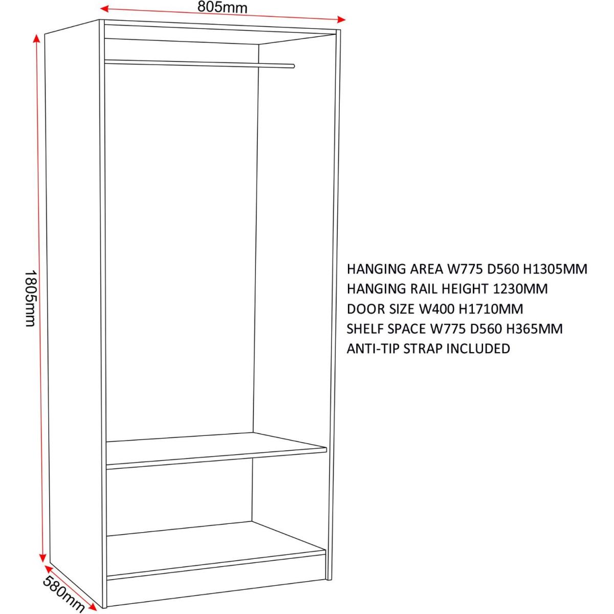 Bellingham 2 Door Wardrobe - Oak Effect – image 5