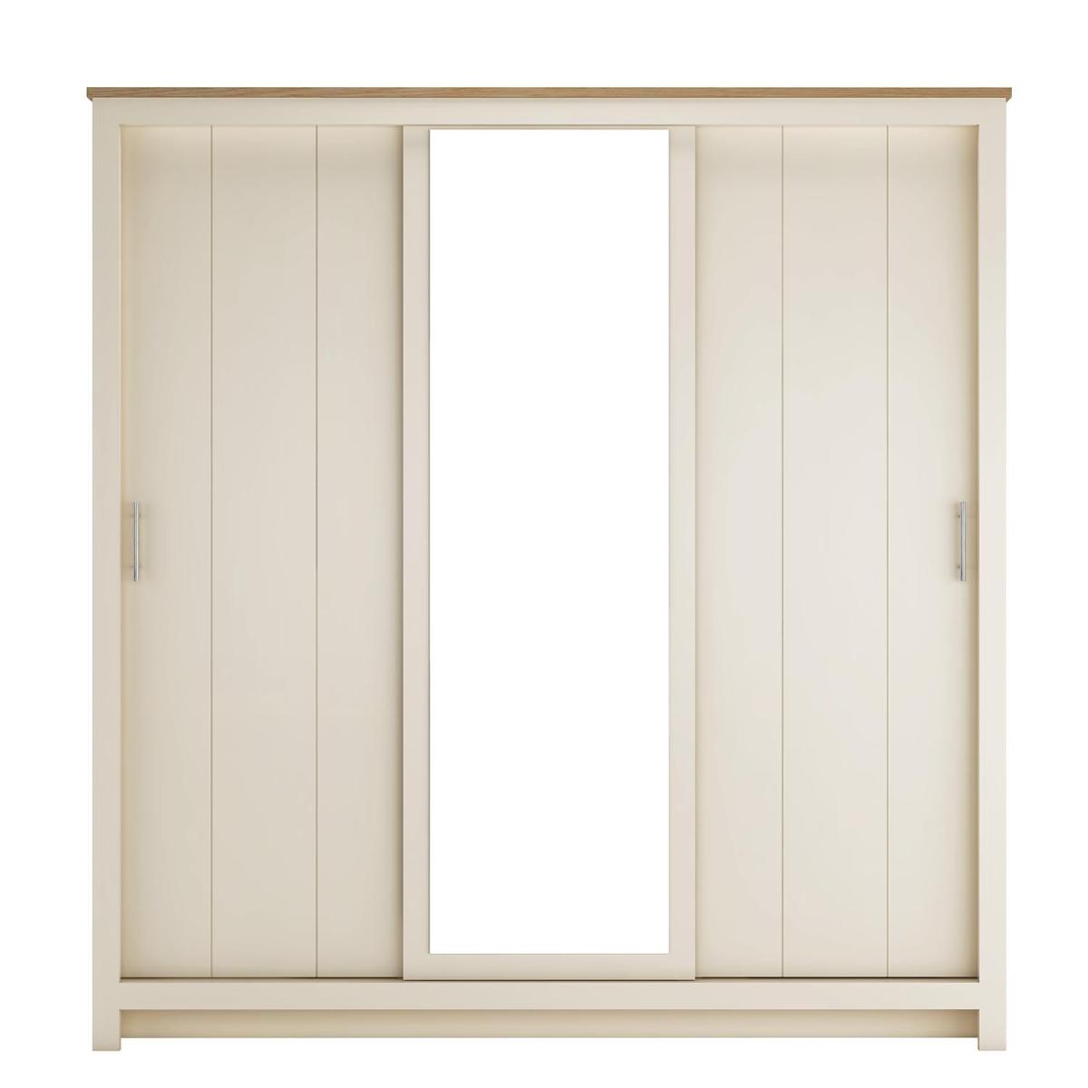 Lexington 3 Door Sliding Wardrobe with Mirror - Cream – image 2