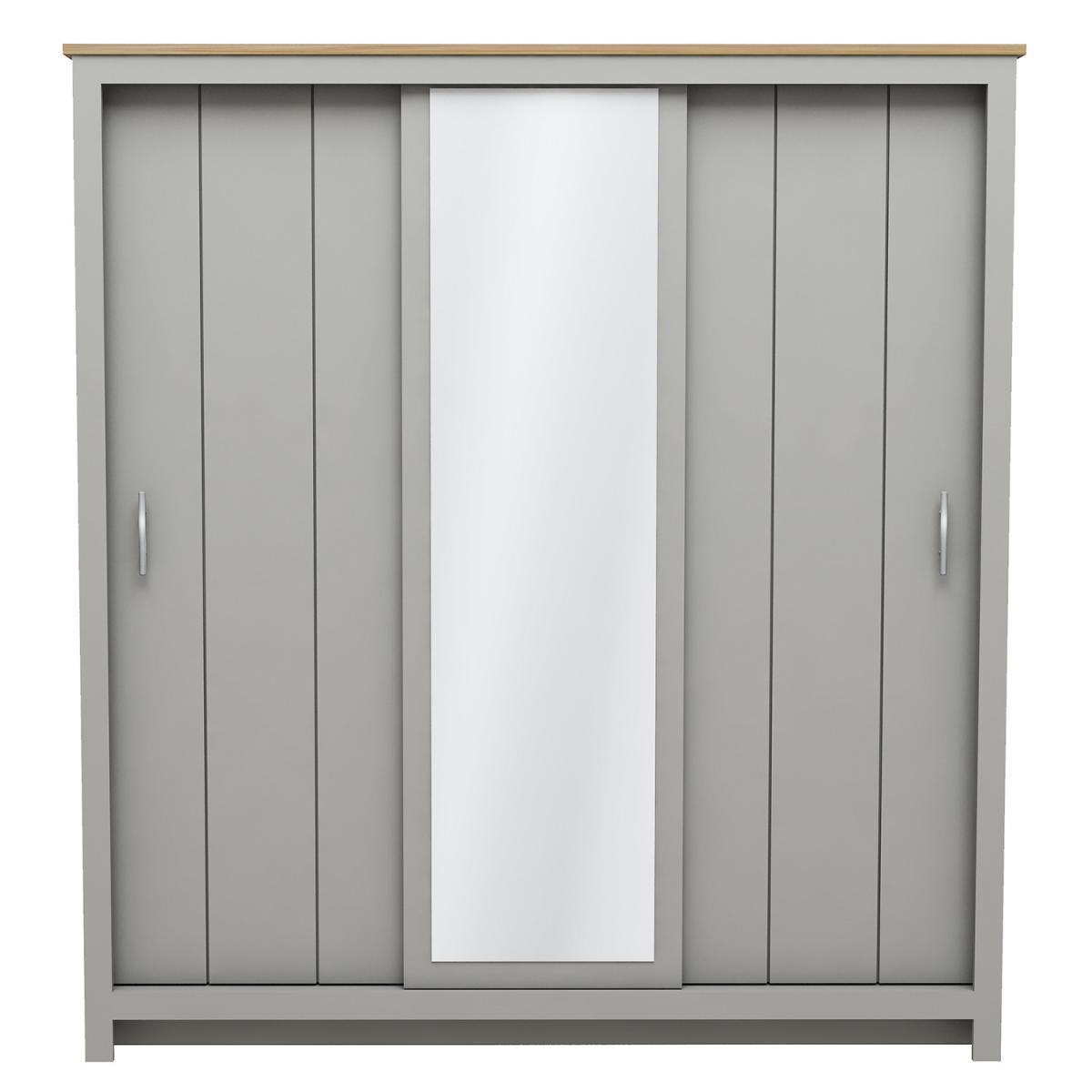 Lexington 3 Door Sliding Wardrobe with Mirror - Cream – image 3
