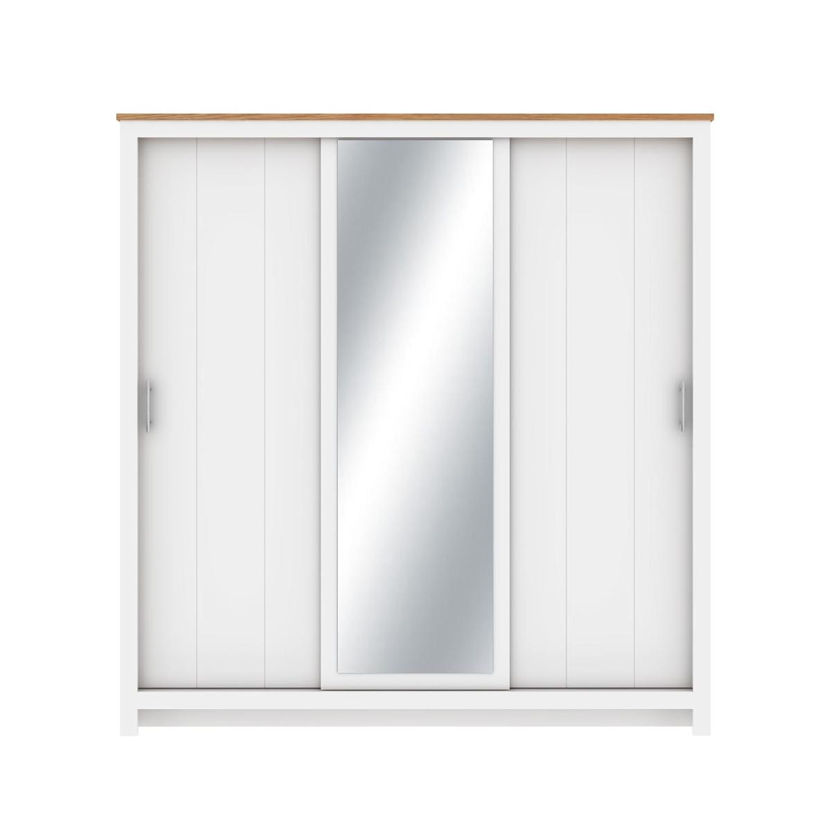 Lexington 3 Door Sliding Wardrobe with Mirror - Cream – image 4