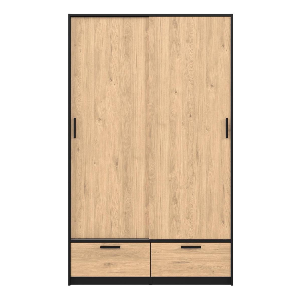 2-Door Line Wardrobe - Oak & Black – image 2
