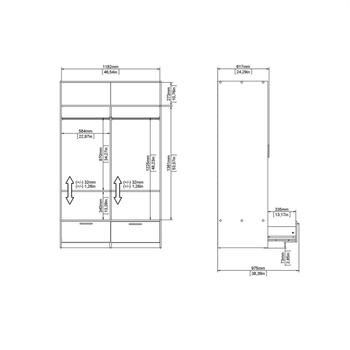2-Door Line Wardrobe - Oak & Black – image 11