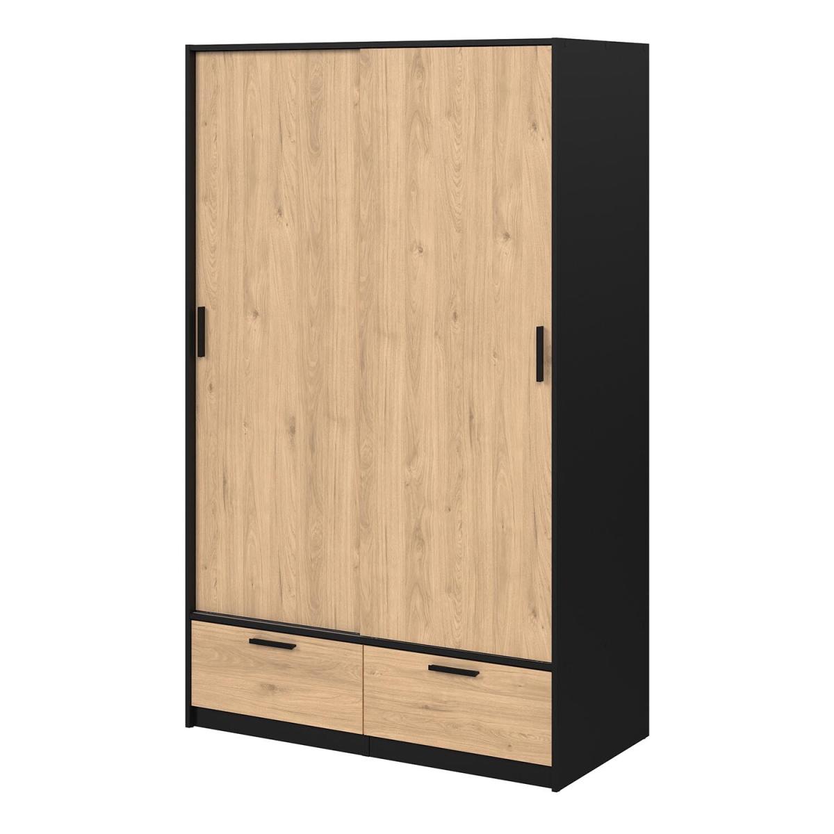 2-Door Line Wardrobe - Oak & Black – image 3