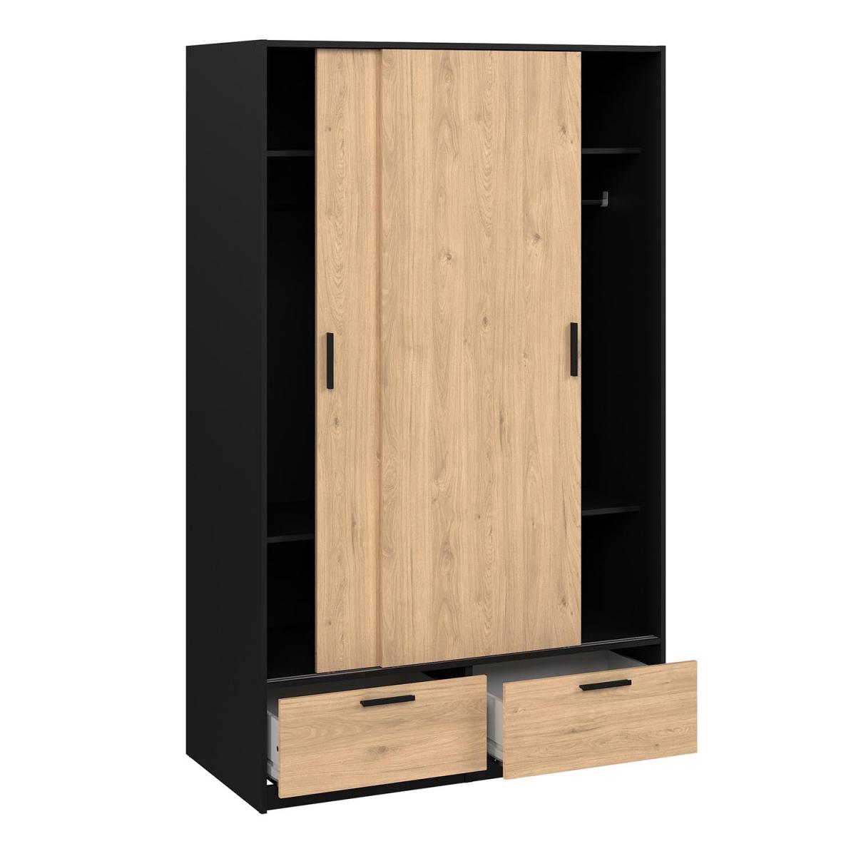 2-Door Line Wardrobe - Oak & Black – image 5