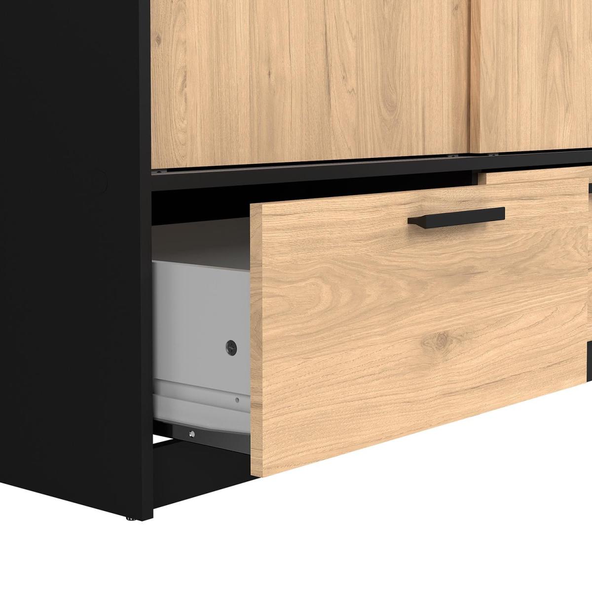 2-Door Line Wardrobe - Oak & Black – image 8