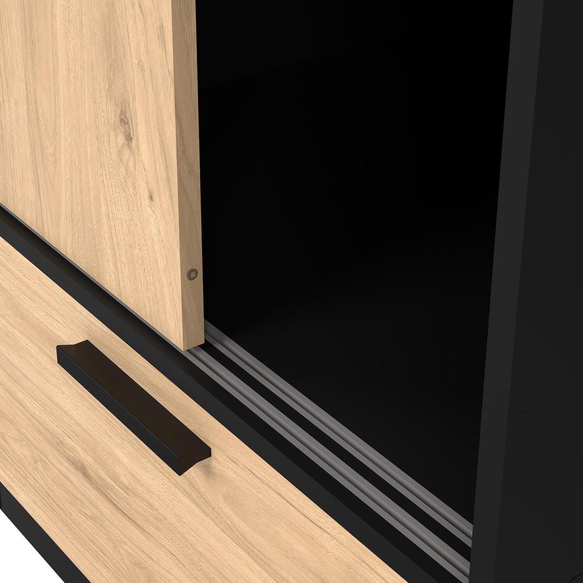 2-Door Line Wardrobe - Oak & Black – image 9