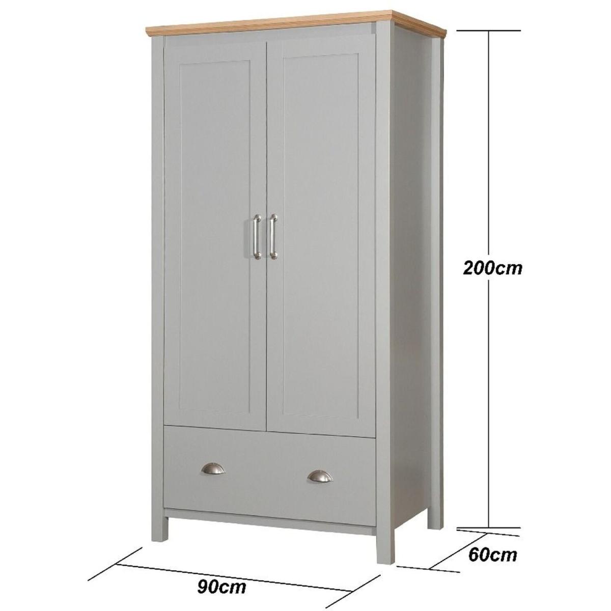 Eaton 2 Door Wardrobe - Grey – image 7