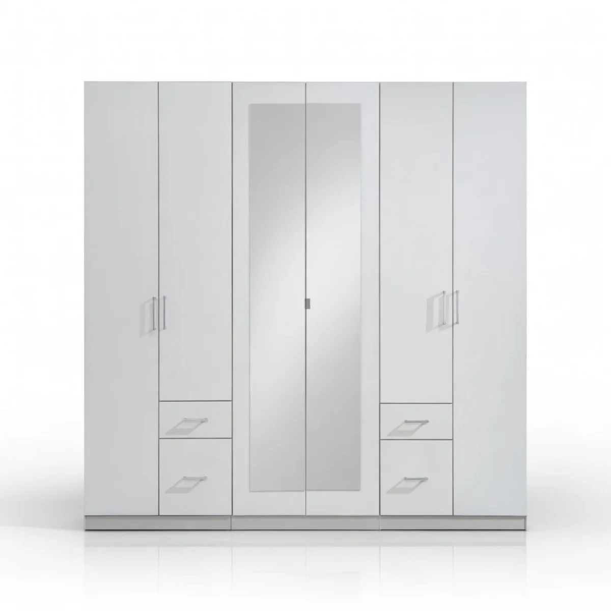 Fly White 6 Door 270cm Wardrobe with Mirror and 4 Drawers - White – image 2