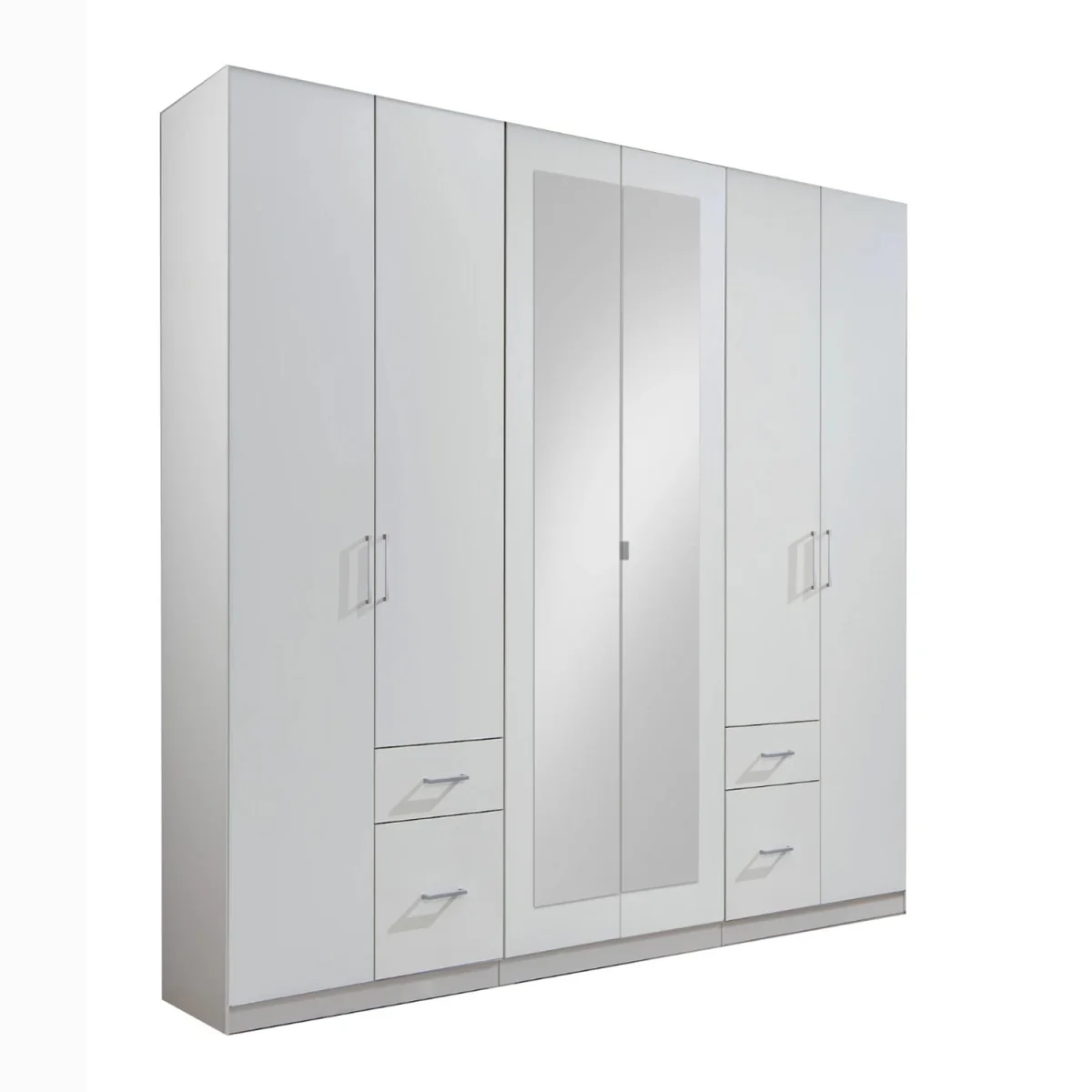 Fly White 6 Door 270cm Wardrobe with Mirror and 4 Drawers - White – image 3