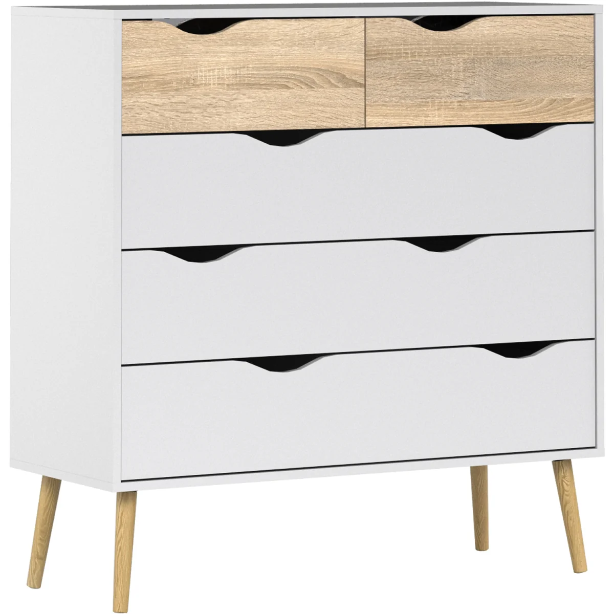 Oslo Package Bedside, Chest & Wardrobe White/Oak - White & Oak – image 3
