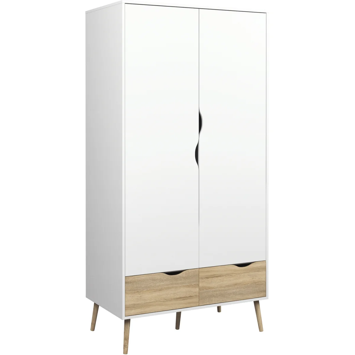 Oslo Package Bedside, Chest & Wardrobe White/Oak - White & Oak – image 5