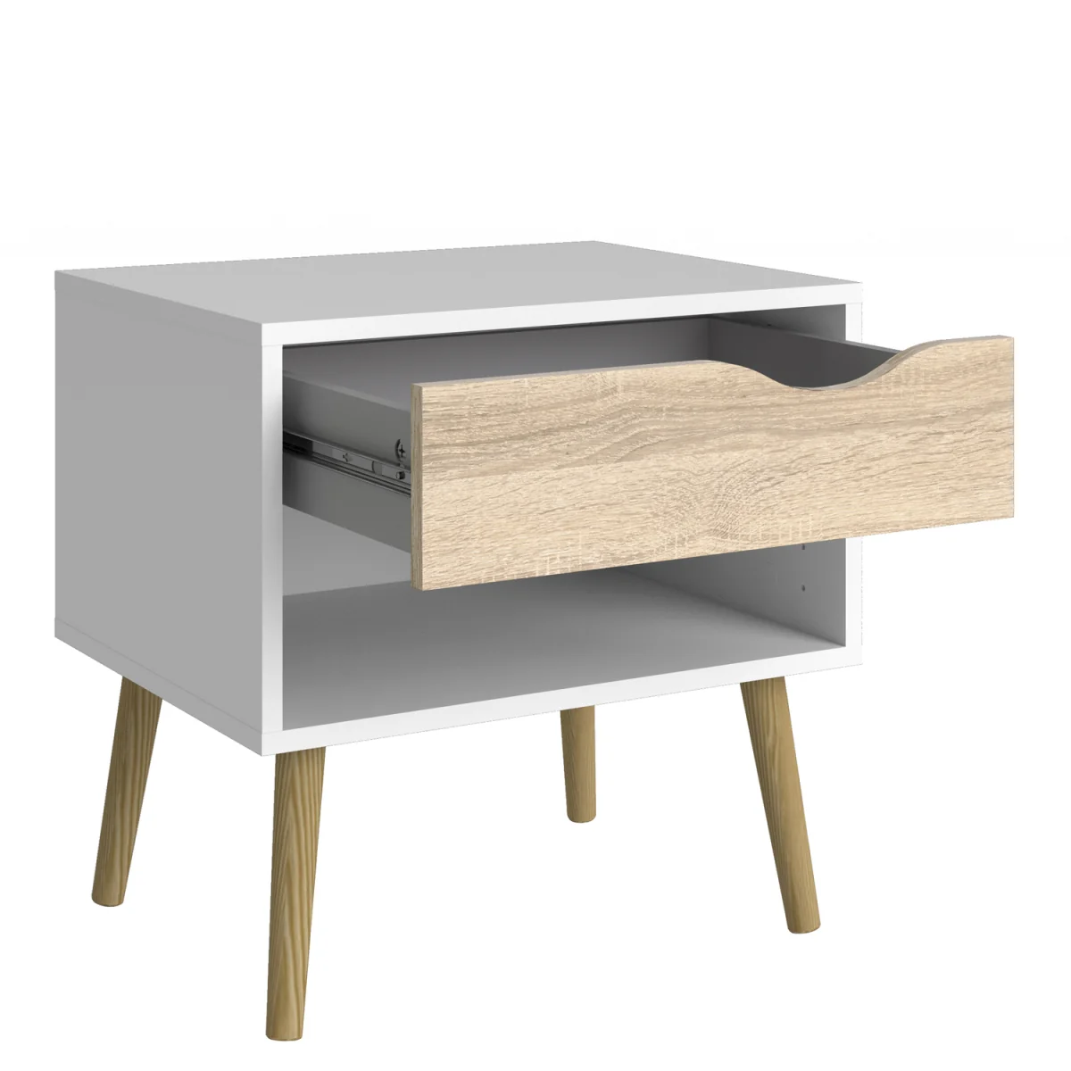 Oslo Package Bedside, Chest & Wardrobe White/Oak - White & Oak – image 7