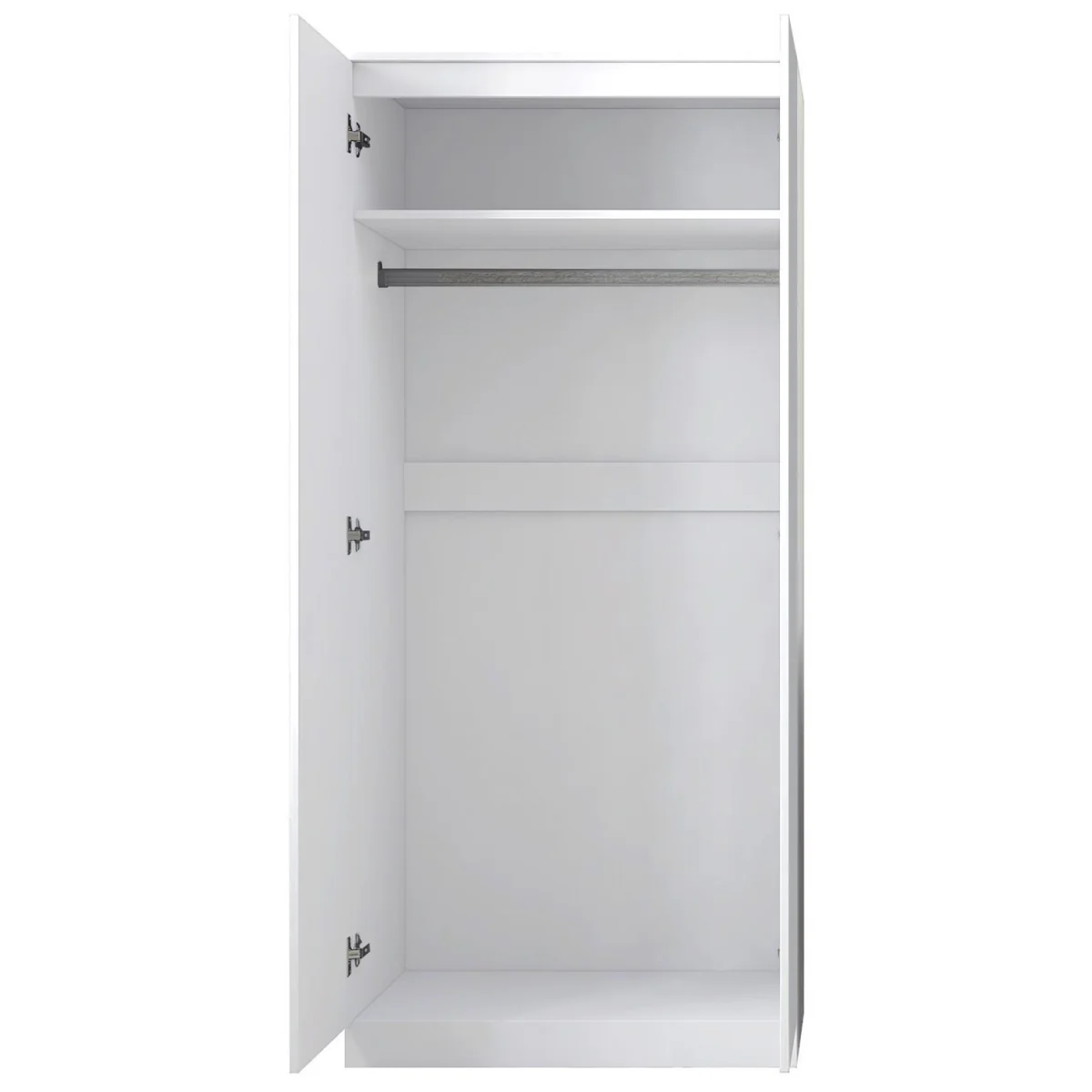 FWStyle Matt White 2 Door Wardrobe with Soft Close Hinges No Handle - Matt White – image 4