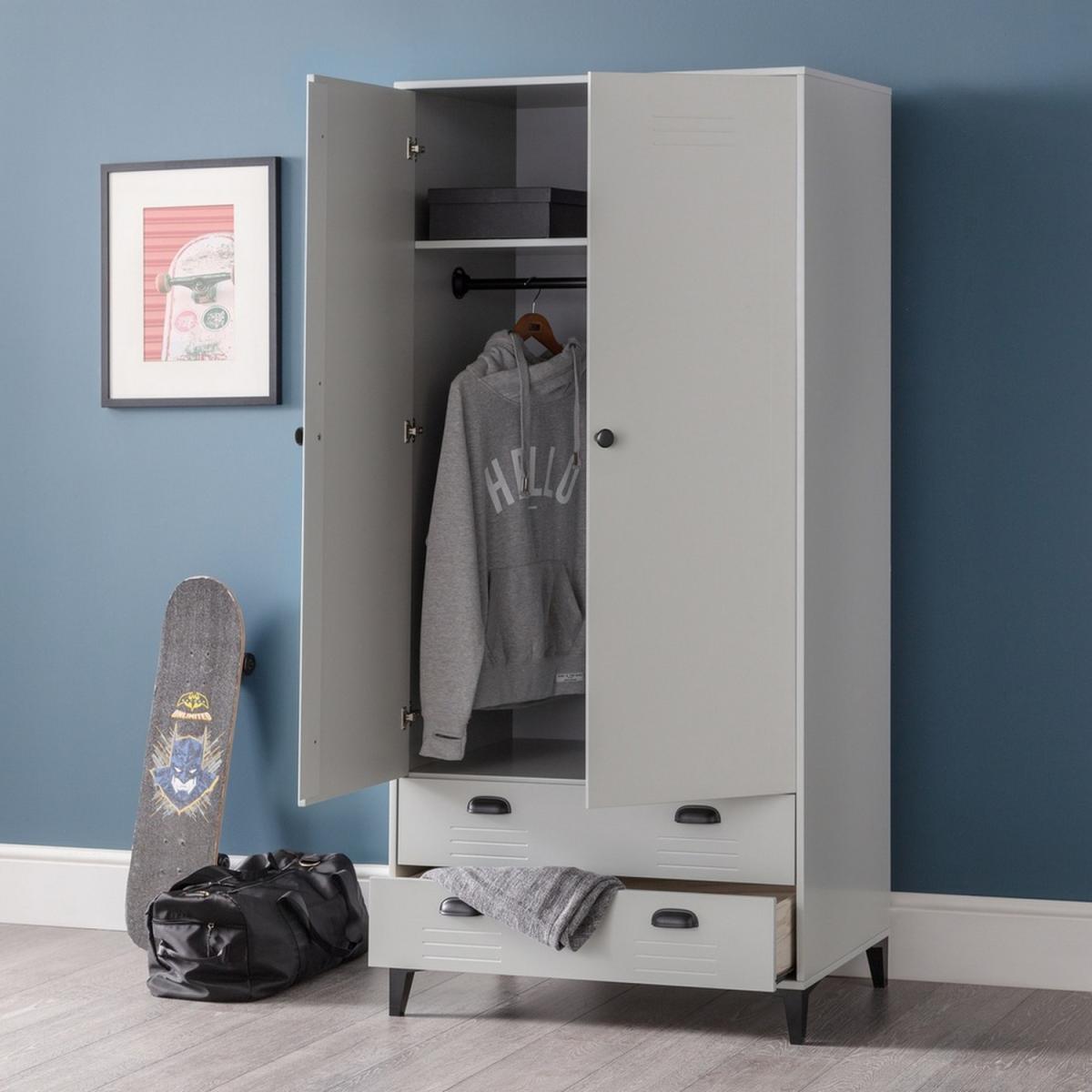 Lakers Locker 2 Door 2 Drawer Wardrobe - Grey – image 3
