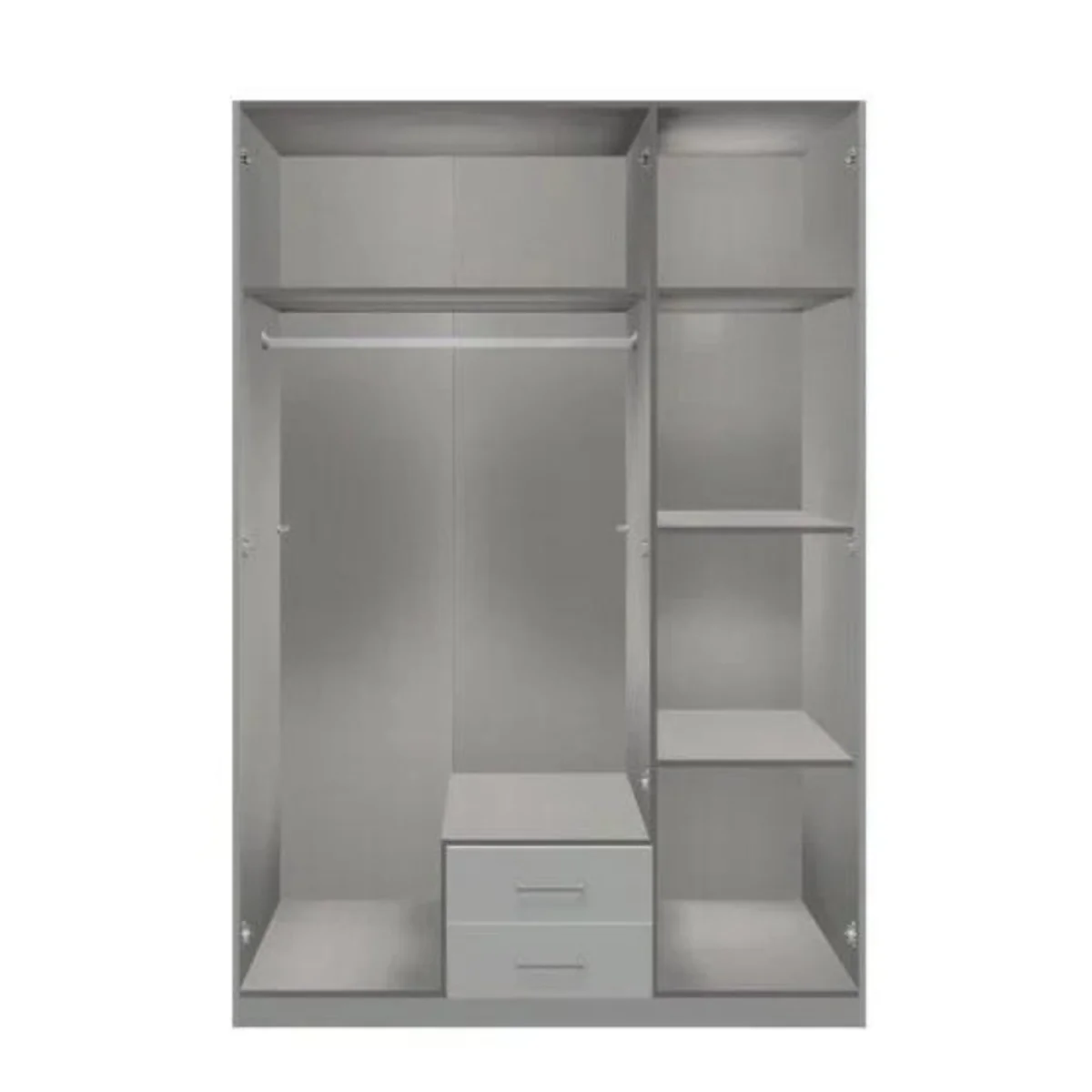 Nameer 3 Door 135cm Wardrobe with Mirror Drawer in Graphite and Oak Slat Effect - Grey – image 4
