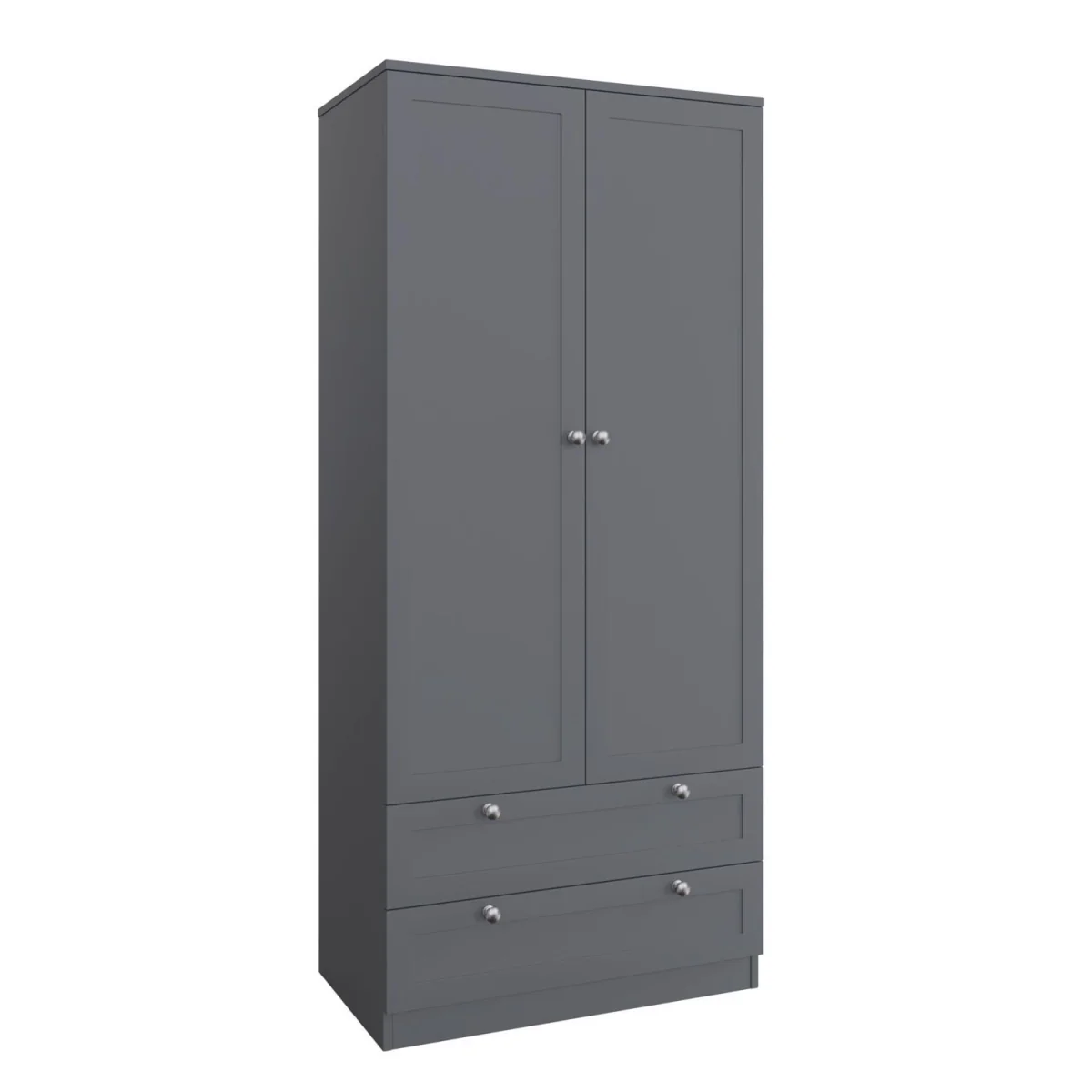 FWStyle Matt Grey 2 Door 2 Drawers Wardrobe With Shaker Style Panels - Matt Grey – image 3