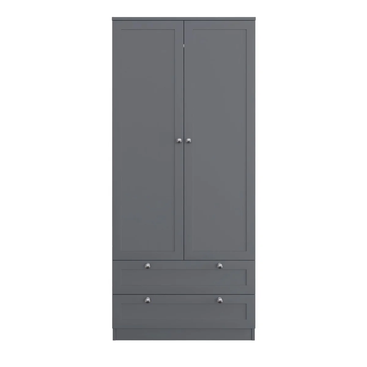 FWStyle Matt Grey 2 Door 2 Drawers Wardrobe With Shaker Style Panels - Matt Grey – image 4