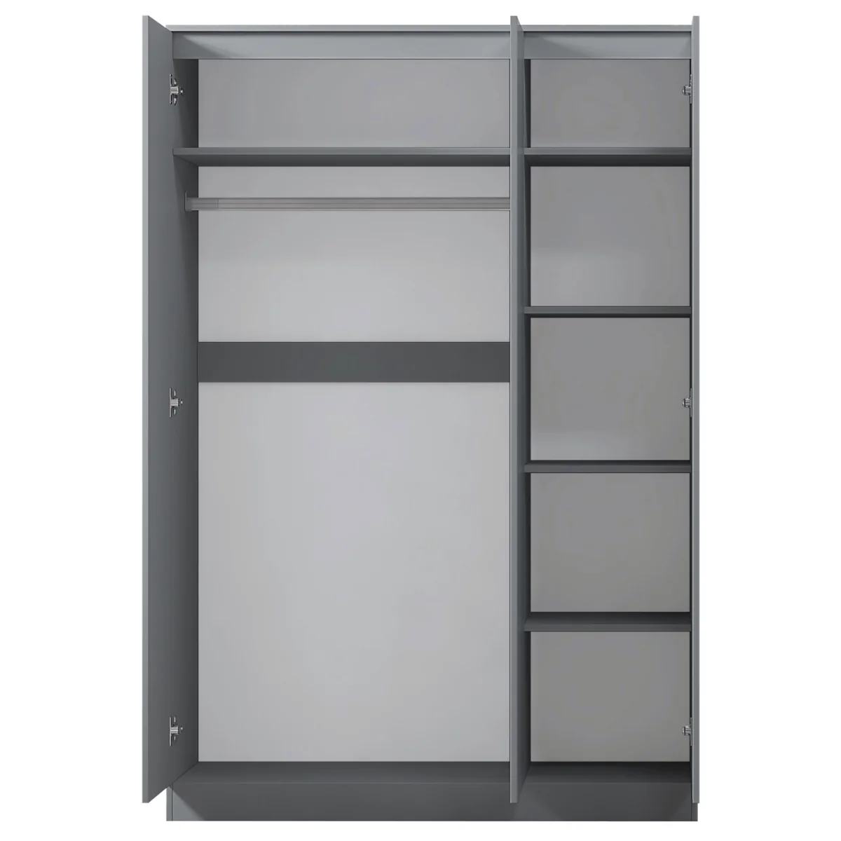 FWStyle Grey Gloss 3 Door Wardrobe Scandinavian Style Push to Open - Grey Gloss – image 4