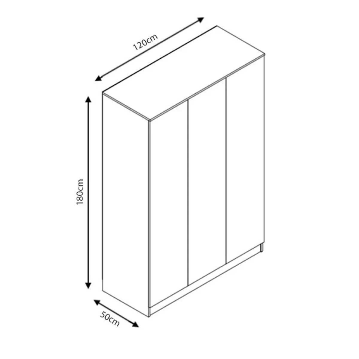 FWStyle Grey Gloss 3 Door Wardrobe Scandinavian Style Push to Open - Grey Gloss – image 5